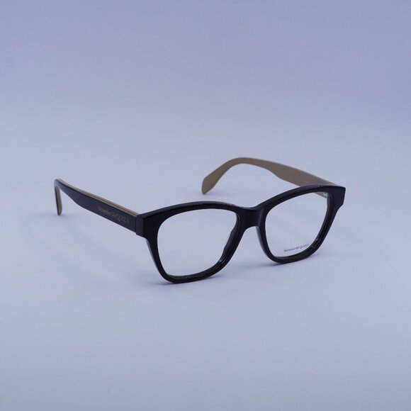 Alexander McQueen AM0306O 004 Eyeglasses Black/Brown 52mm Square Frame - Picture 1 of 9
